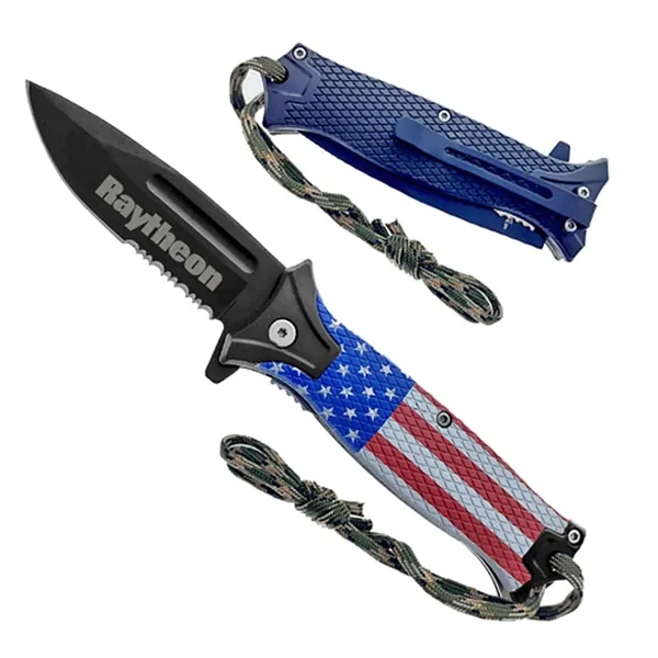 US Flag Pocket Knife With Paracord Strap.... from ASI 37455 Atteff International Inc