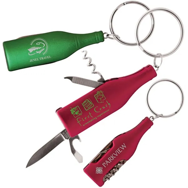 Bottle shaped multi-function pocket knife with key ring.... from ASI 37455 Atteff International Inc