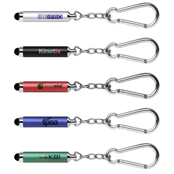 Soft-touch stylus carabiner key chain.... from ASI 37455 Atteff International Inc