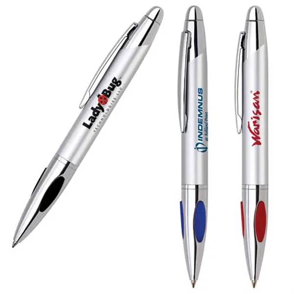 Twist-action ballpoint pen. Protruding cushion comfort grip in colors.... from ASI 37455 Atteff International Inc
