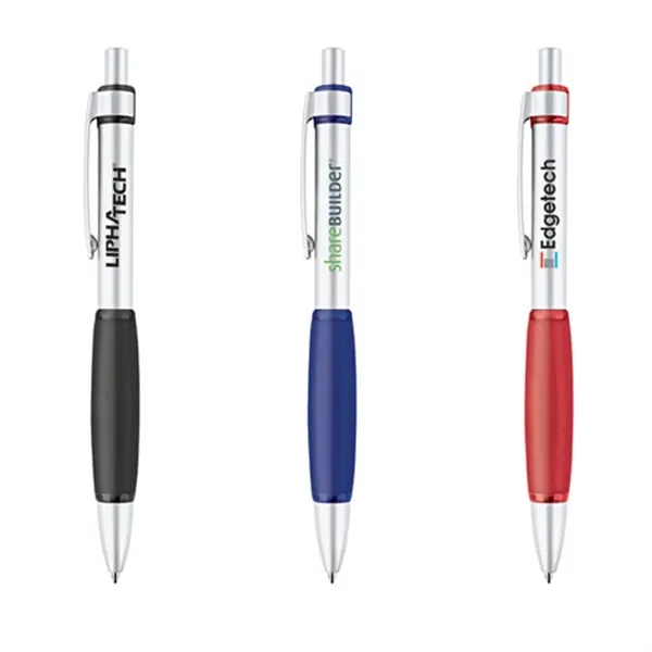 Click action ballpoint pen with aluminum barrel and soft rubber grip.... from ASI 37455 Atteff International Inc