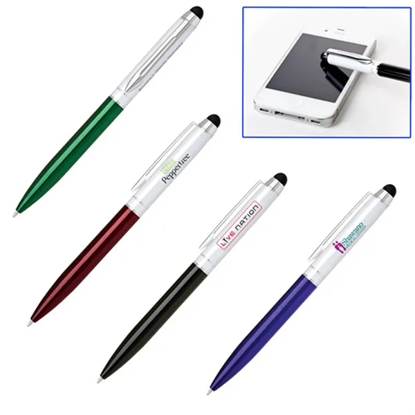 Aluminum ballpoint pen with soft-touch stylus tip.... from ASI 37455 Atteff International Inc