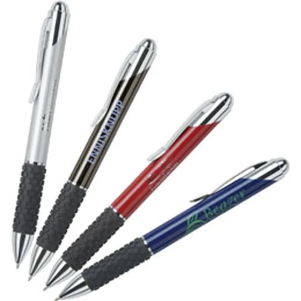 Twist-action ballpoint pen with black comfort rubber grip.... from ASI 37455 Atteff International Inc