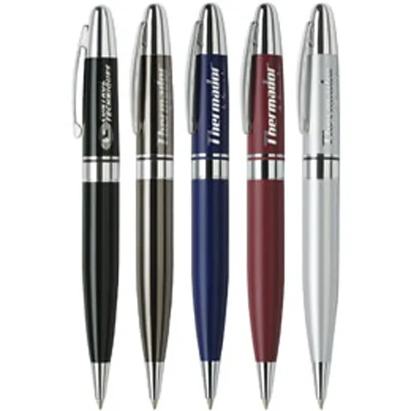 Ballpoint pen with chrome plated solid brass barrel with lacquer coated... from ASI 37455 Atteff International Inc