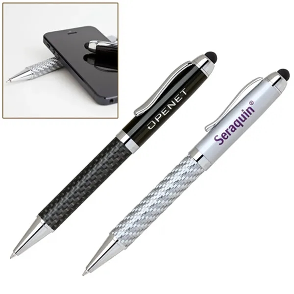 Heavy Duty Carbon Fiber Ballpoint Pen with Capacitive Stylus.... from ASI 37455 Atteff International Inc