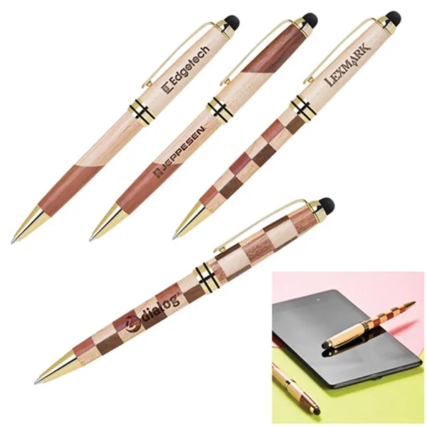 Unique Pattern Solid Wood Ballpoint Pen with Stylus.... from ASI 37455 Atteff International Inc