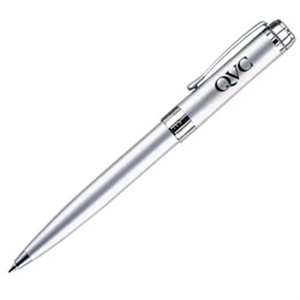 Satin silver twist action ballpoint pen in solid brass.... from ASI 37455 Atteff International Inc