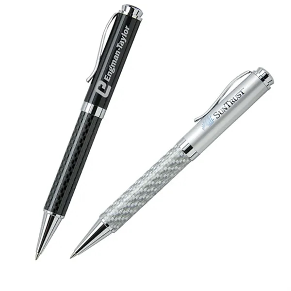Twist action ballpoint pen with carbon fiber barrel and color matching... from ASI 37455 Atteff International Inc