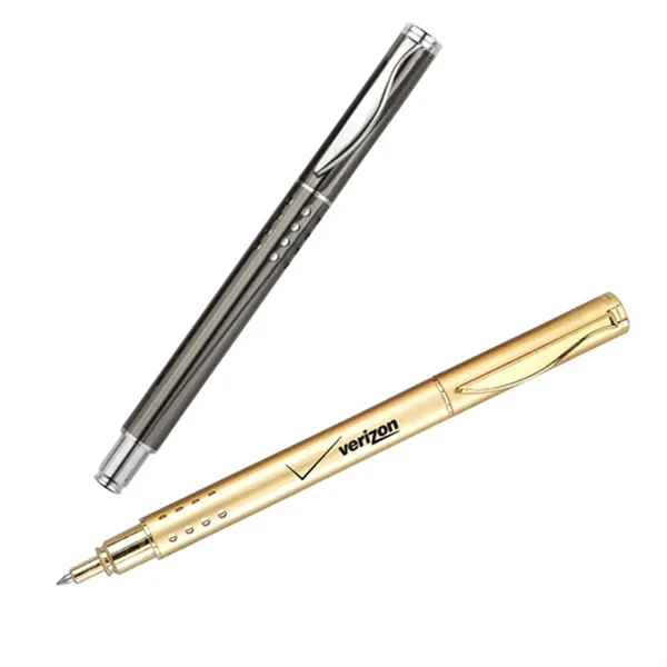 Roller ball pen with color finish and solid brass barrel.... from ASI 37455 Atteff International Inc