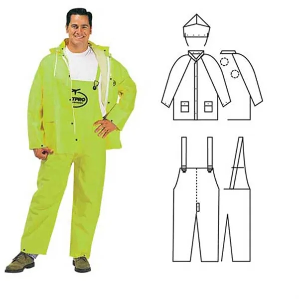 PVC/polyester 3-piece lime rainsuit.... from ASI 37455 Atteff International Inc