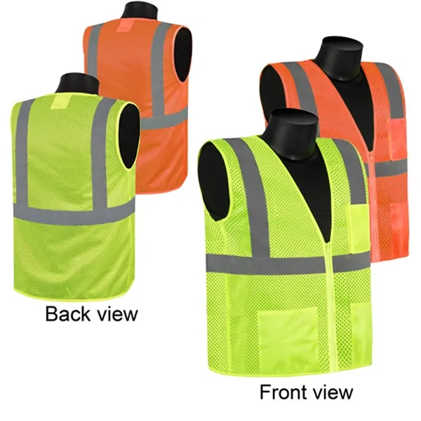 Class two compliant mesh safety vest with inside pockets.... from ASI 37455 Atteff International Inc