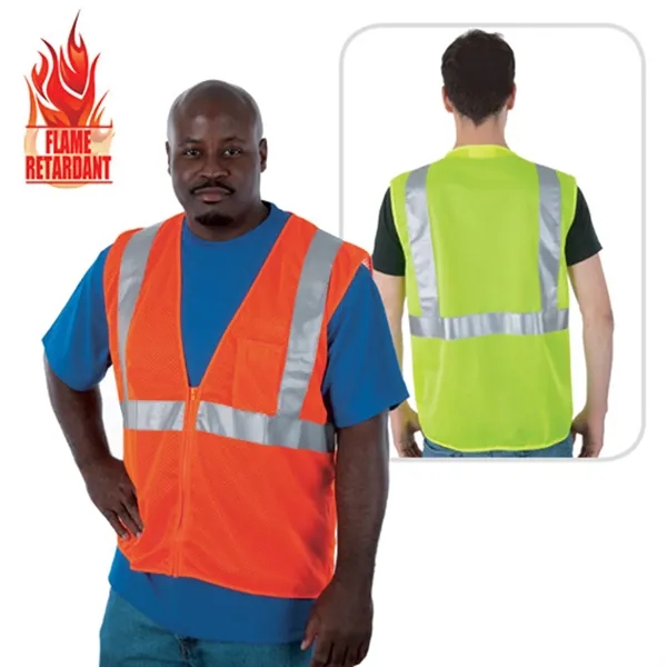 Class 2 compliant flame retardant mesh safety vest. Blank.... from ASI 37455 Atteff International Inc