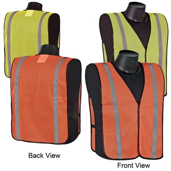 Safety vest with stripes, 100% fluorescent polyester mesh.... from ASI 37455 Atteff International Inc