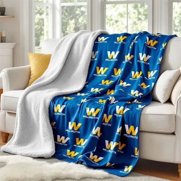 No minimum-order just one! Custom Sherpa Blanket: full-color, plush sherpa fleece... from ASI 94105 Visual Textile Resource