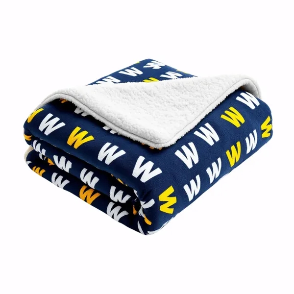 No minimum-order just one! Custom Sherpa Blanket: full-color, plush sherpa fleece... from ASI 94105 Visual Textile Resource