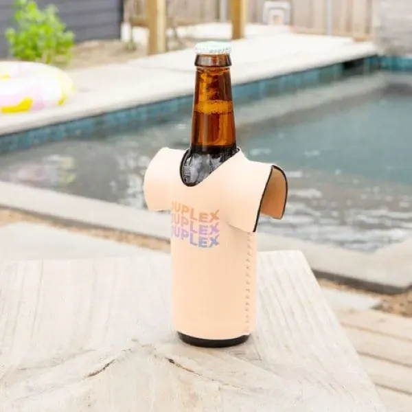 Neoprene jersey-shaped longneck bottle coolers with full bleed 4CP sublimation.... from ASI 74710 Numo / NUMO