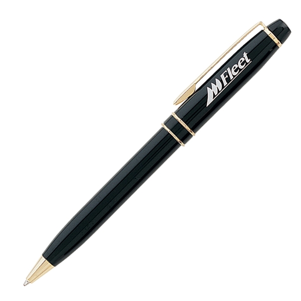 Aluminum twist-action ballpoint pen with a metallic color barrel, black middle... from ASI 68190 Lungsal / Lungsal