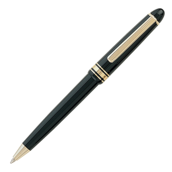 Click-action plastic ballpoint pen with a solid color barrel and gold... from ASI 68190 Lungsal / Lungsal