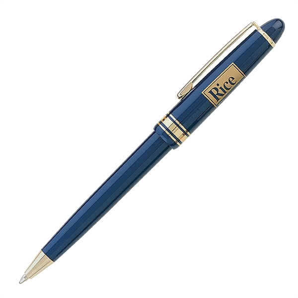 Click-action plastic ballpoint pen with a solid color barrel and gold... from ASI 68190 Lungsal / Lungsal