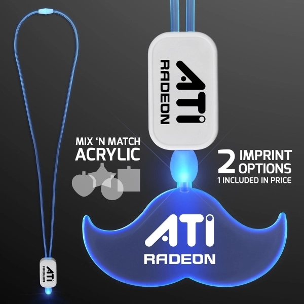 LED Lanyard with Acrylic Mustache Pendant.... from ASI 34194 ALightPromos / Alight Promotional Products
