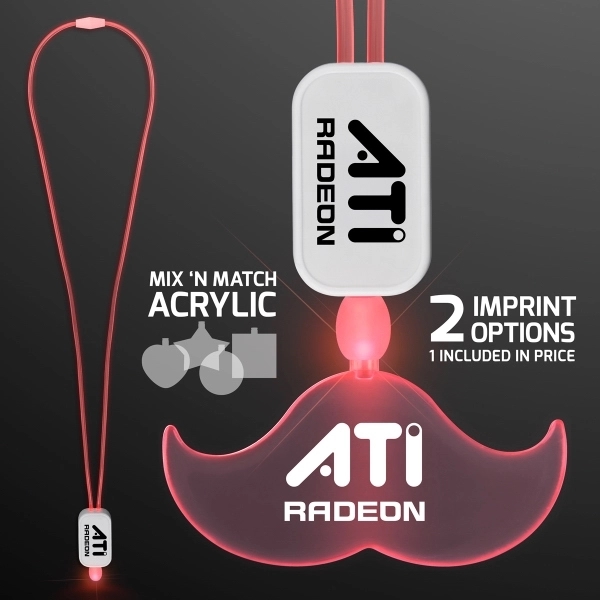 LED Lanyard with Acrylic Mustache Pendant.... from ASI 34194 ALightPromos / Alight Promotional Products