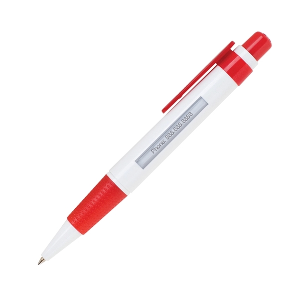 Plastic click-action pen with a dotted rubber grip and white body... from ASI 68190 Lungsal / Lungsal