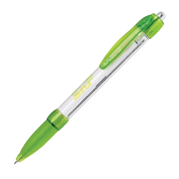 Plastic click-action ballpoint pen with a pull-out banner on the side... from ASI 68190 Lungsal / Lungsal