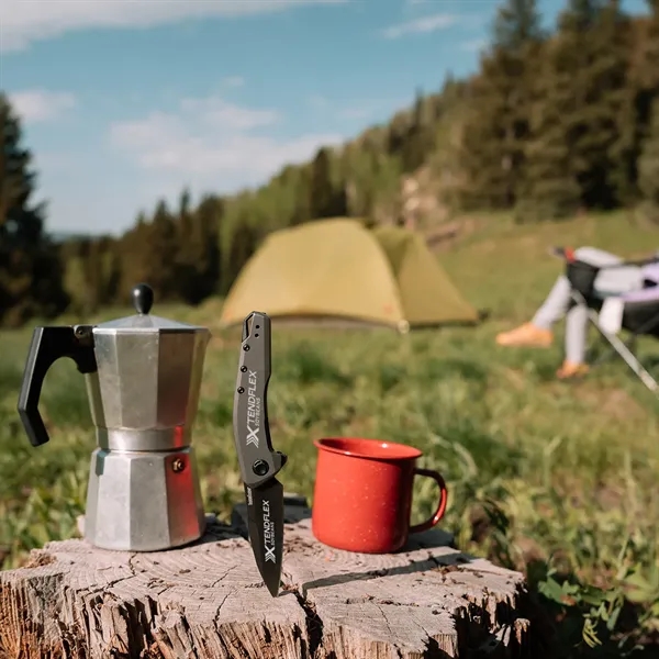 4.22" Gray PVD coating handle. 2.98" stainless-steel Wharncliffe blade with BlackWash™... from ASI 46170 Compass Industries Inc