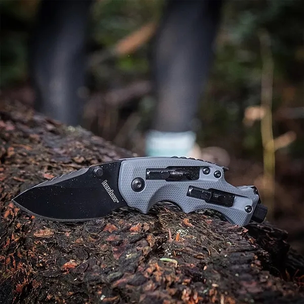 3.25" Glass-filled nylon textured handle. 2.4" drop point blade with black-oxide... from ASI 46170 Compass Industries Inc