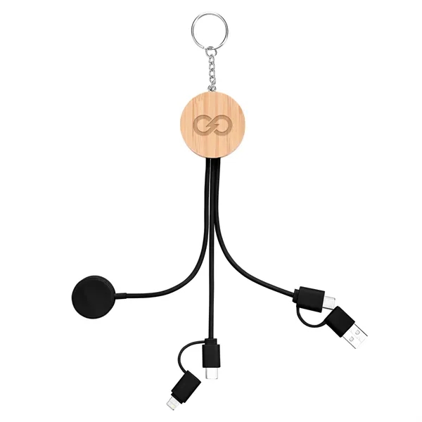 10-watt bamboo multi-charging cables keyring with watch dock.... from ASI 61125 Hit Promotional Products / Hit®
