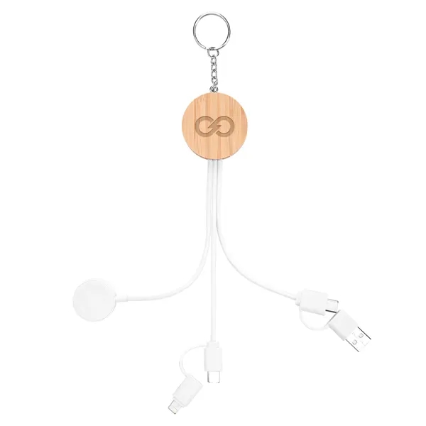 10-watt bamboo multi-charging cables keyring with watch dock.... from ASI 61125 Hit Promotional Products / Hit®