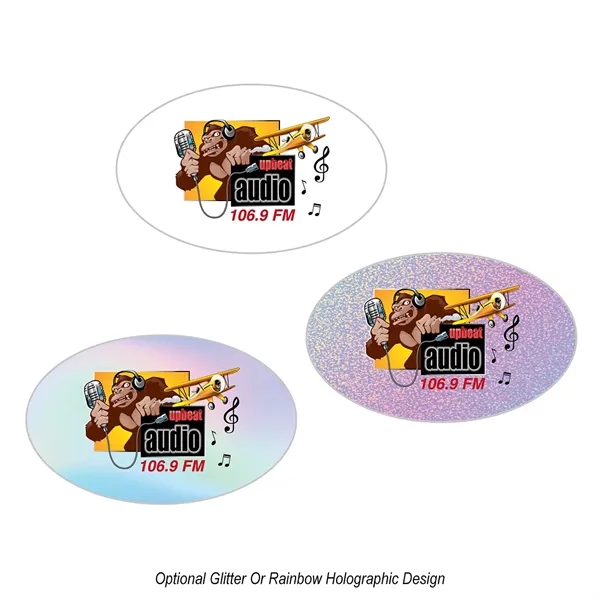 Oval shaped permanent sticker for indoor use only.... from ASI 61125 Hit Promotional Products / Hit®
