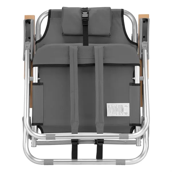 Portable reclining beach chair with arm rests, headrest and padded shoulder... from ASI 61125 Hit Promotional Products / Hit®