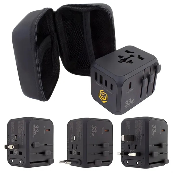 33-watt, universal travel adapter with 2 Type-C and 2 USB-A inputs.... from ASI 61125 Hit Promotional Products / Hit®