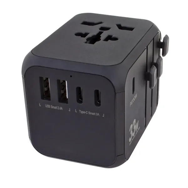 33-watt, universal travel adapter with 2 Type-C and 2 USB-A inputs.... from ASI 61125 Hit Promotional Products / Hit®