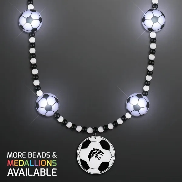 Light Up Soccer Ball Beads Necklace with Soccer Medallion; Imprint Pricing... from ASI 34194 ALightPromos