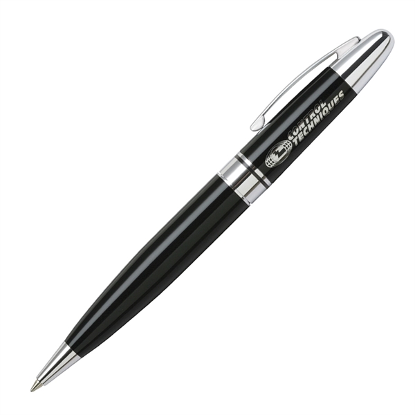 Heavyweight brass twist-action ballpoint pen with lacquer finish and chrome accents.... from ASI 68190 Lungsal / Lungsal