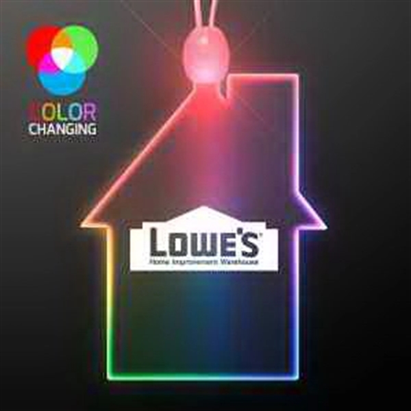 Imprinted House Light Up Acrylic Necklace with LED... from ASI 34194 ALightPromos / Alight Promotional Products