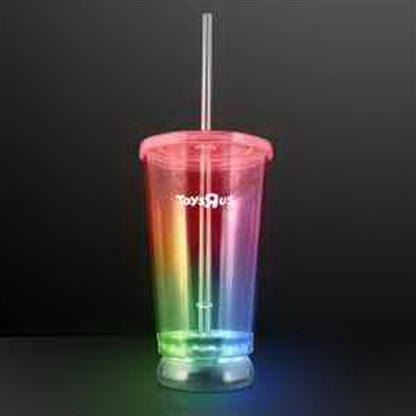 Light Up Flashing LED Tumbler Cups for drinks with a straw.... from ASI 34194 ALightPromos / Alight Promotional Products