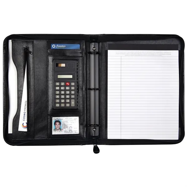 Executive simulated leather three ring portfolio with writing pad and calculator.... from ASI 46755 Cosmo Promos
