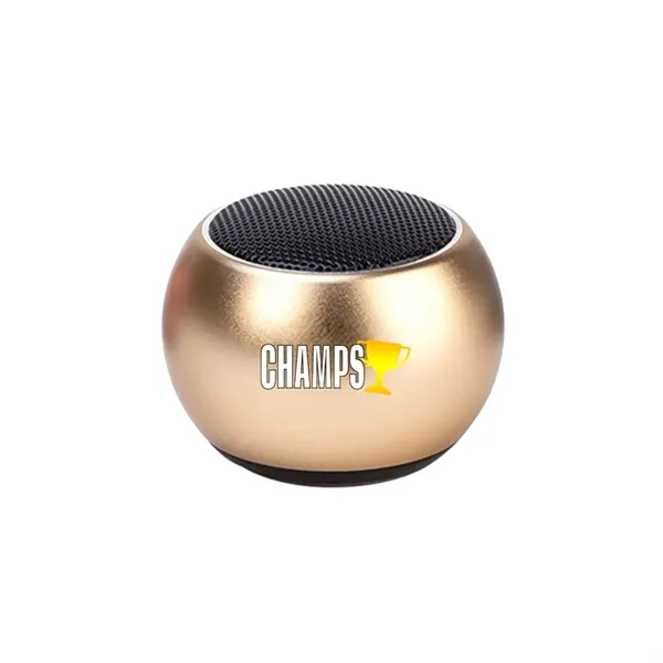 Metal ball-shaped Bluetooth speaker with subwoofer.... from ASI 39552 BEL Promo