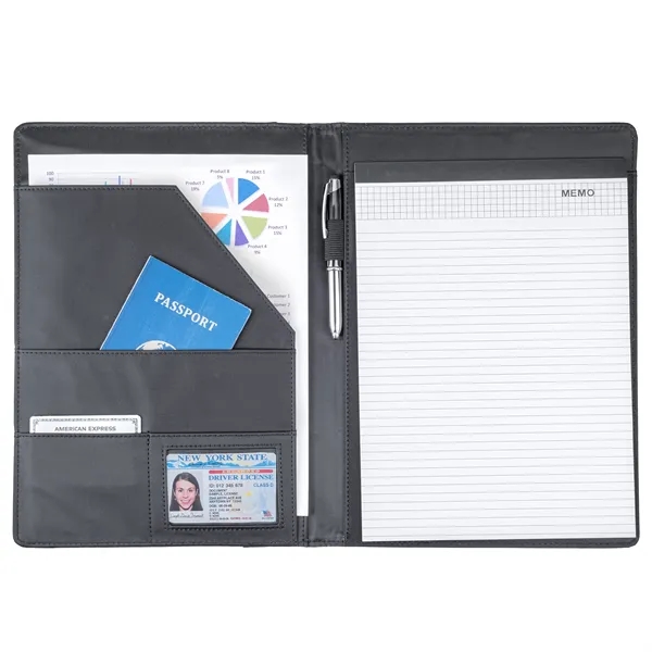 Simulated leather padfolio with pockets for cards and files, 8-1/2" x... from ASI 46755 Cosmo Promos