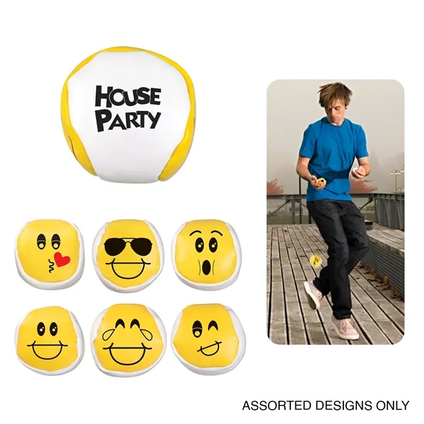 Emoji kickball; leather like vinyl juggling balls feature emoji face designs... from ASI 52710 Lincoln Line