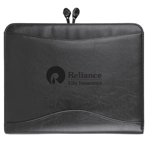 Simulated leather portfolio with retractable handle with metal three ring binder.... from ASI 46755 Cosmo Promos