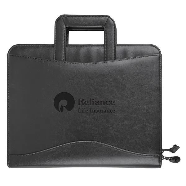 Simulated leather portfolio with retractable handle with metal three ring binder.... from ASI 46755 Cosmo Promos