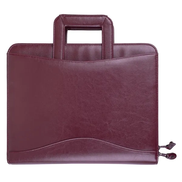 Simulated leather portfolio with retractable handle with metal three ring binder.... from ASI 46755 Cosmo Promos