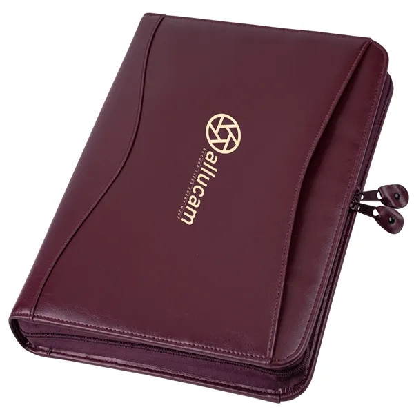 Simulated leather portfolio with retractable handle with metal three ring binder.... from ASI 46755 Cosmo Promos