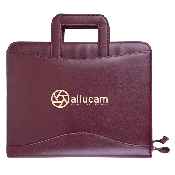 Simulated leather portfolio with retractable handle with metal three ring binder.... from ASI 46755 Cosmo Promos