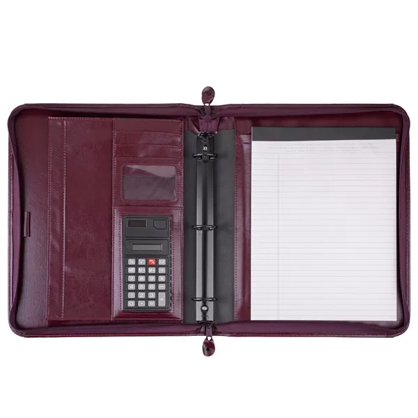 Simulated leather portfolio with retractable handle with metal three ring binder.... from ASI 46755 Cosmo Promos