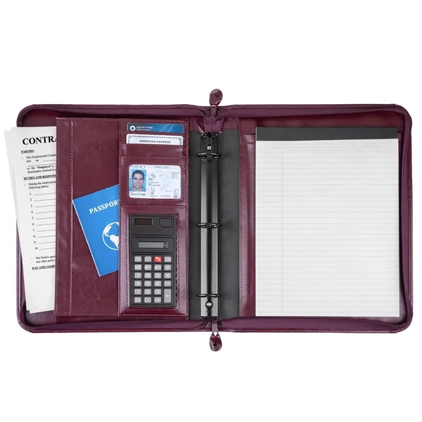 Simulated leather portfolio with retractable handle with metal three ring binder.... from ASI 46755 Cosmo Promos